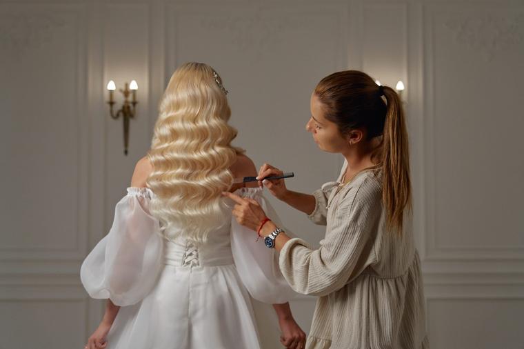 Finished Hollywood waves on bride