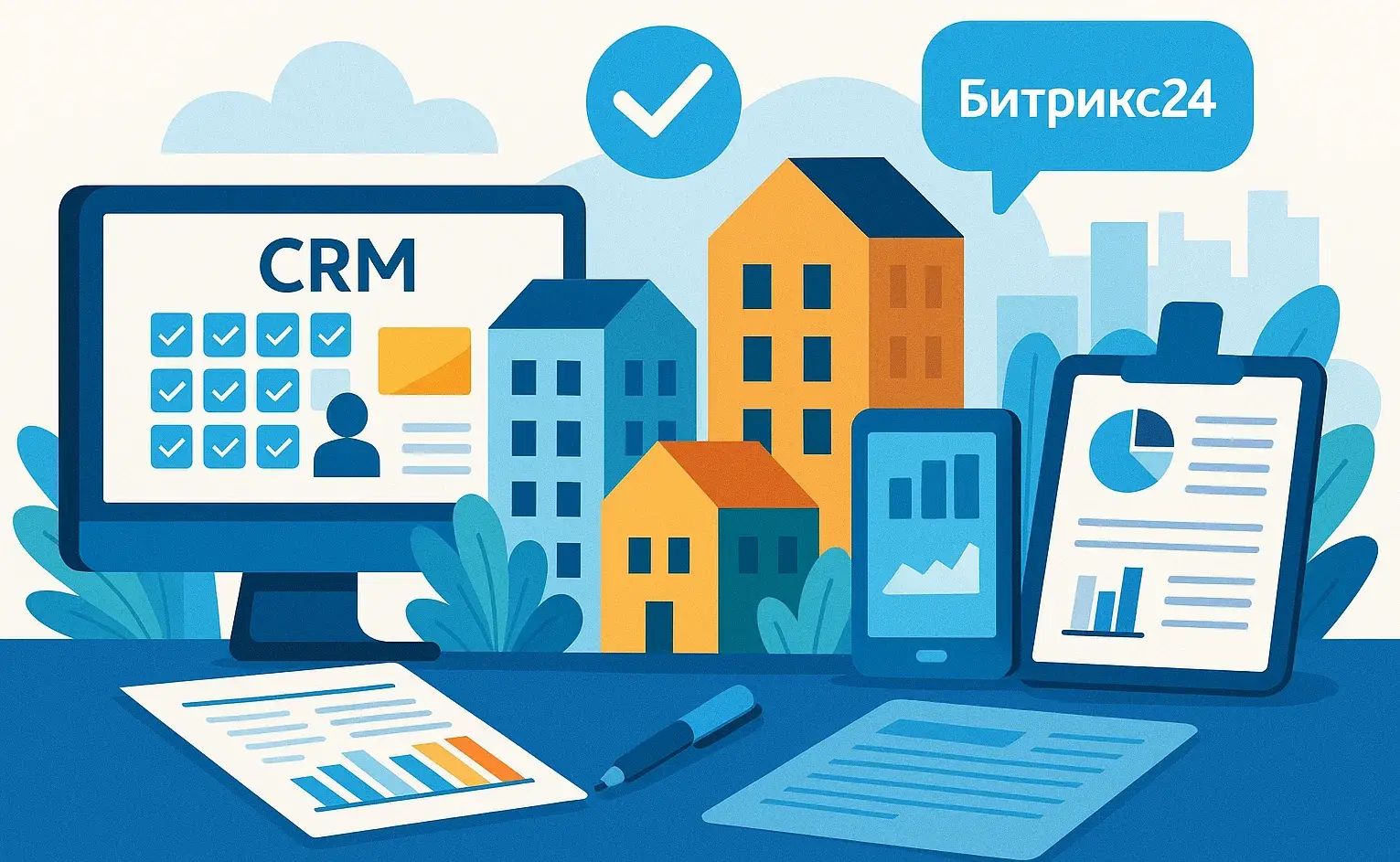 Интерфейс CRM Битрикс24 для агентства коммерческой недвижимости