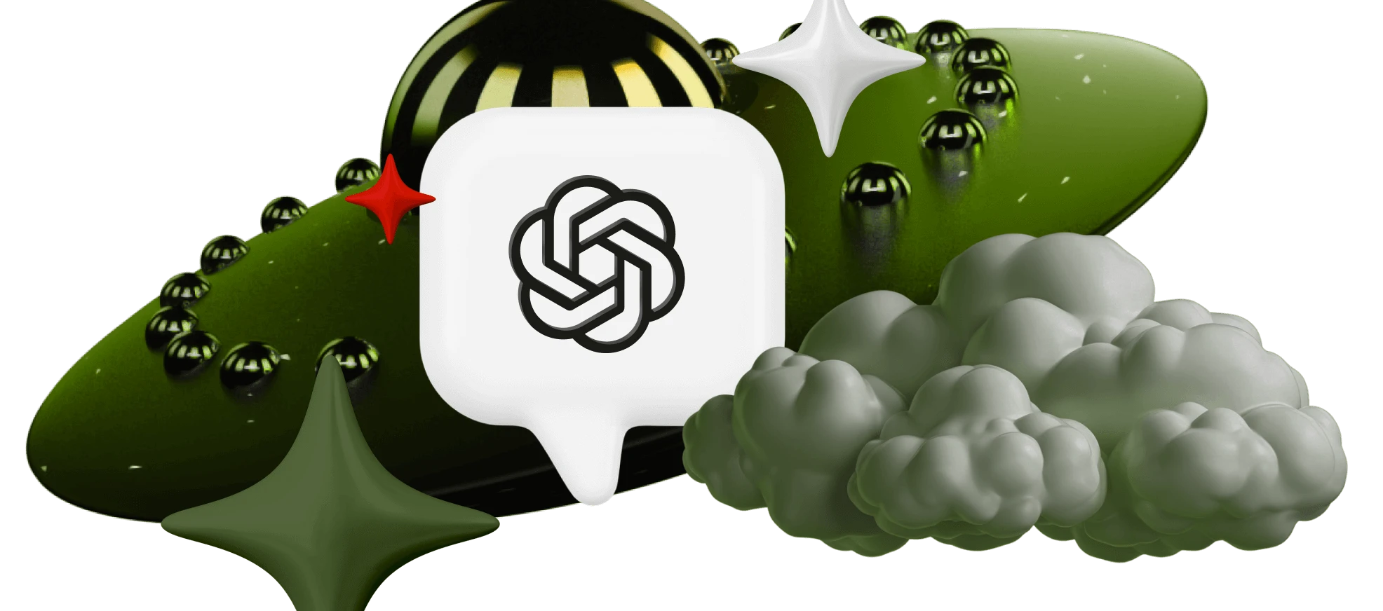 Иконка Chat GPT на фоне необычных элементов
