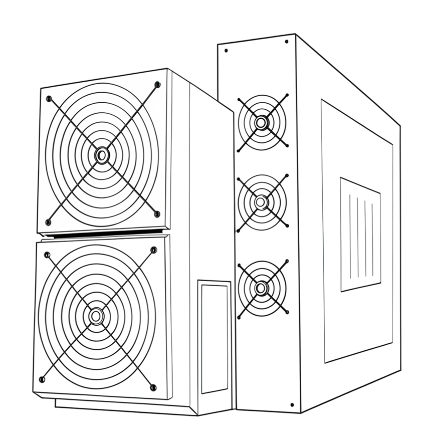 line-art illustration of ASIC-miner