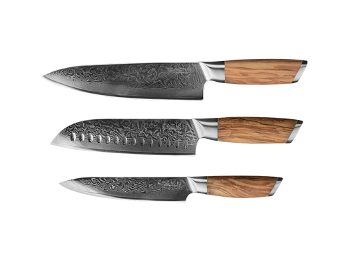 Купить набор кухонных ножей из дамасской стали | ZAZIKI Damascus