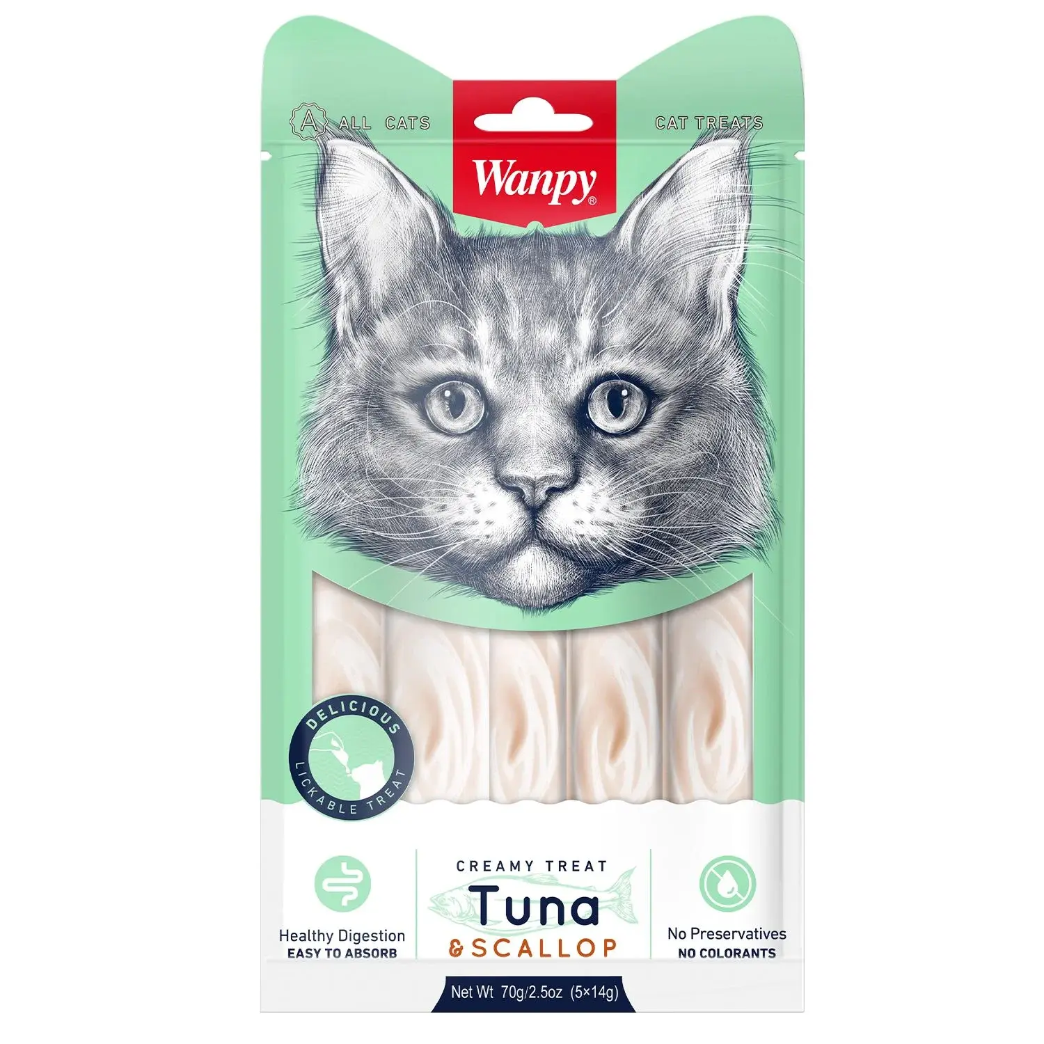 Wanpy Cat Лакомство для кошек "нежное пюре" из тунца и гребешка