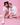 two girls sitting on pink background and putting on makeup