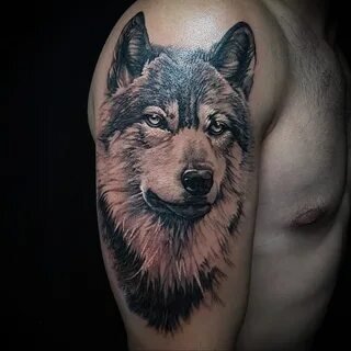 Тату волка на плече мужские (79 фото)