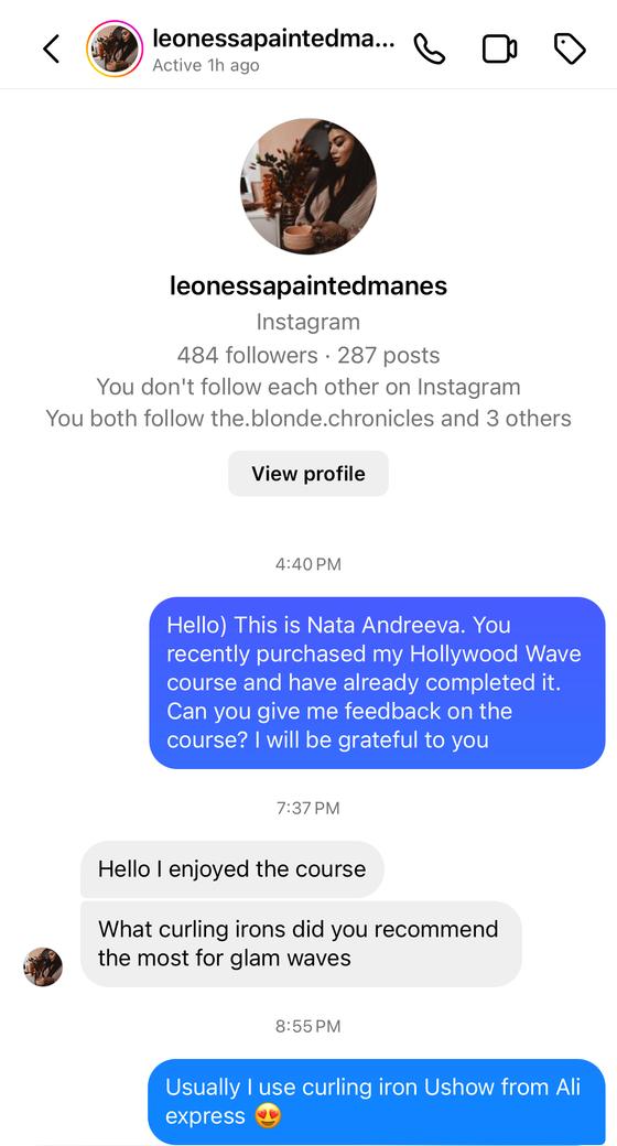 Review praising the course for covering different hair types