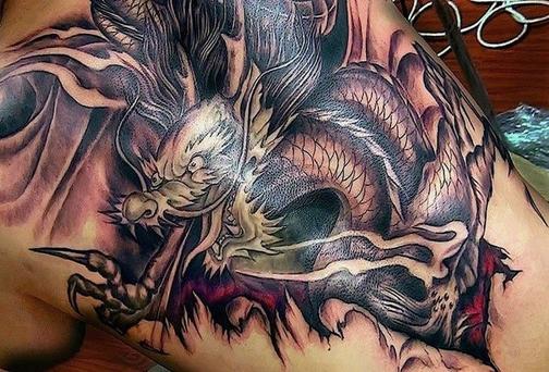 эскиз дракон на шее тату 3 - tatufoto.com