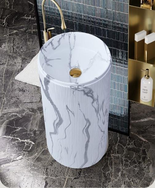 Напольная раковина Cilindro Costolato Marmo из литьевого мрамора