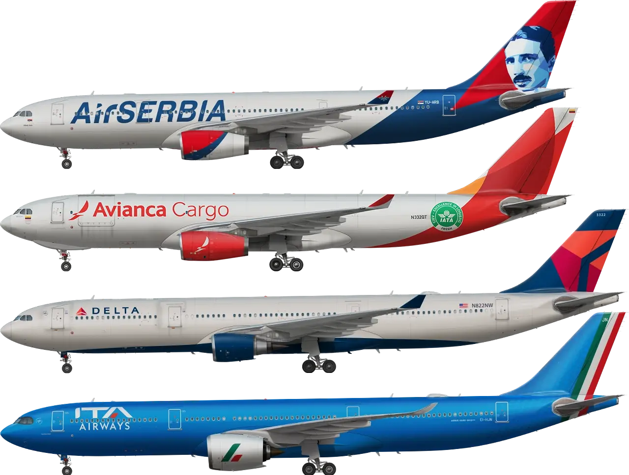 Airbus A330 family, Airliner Profile Scenic Posters, gift for pilots, aviaposter