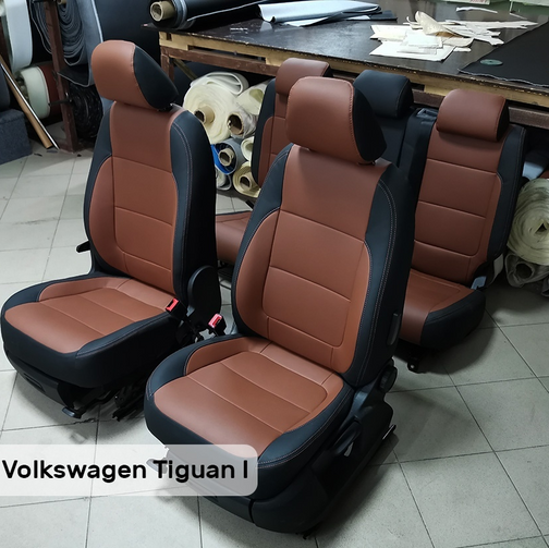 Каркасные чехлы на сиденья Volkswagen Tiguan 1, модельные из экокожи .